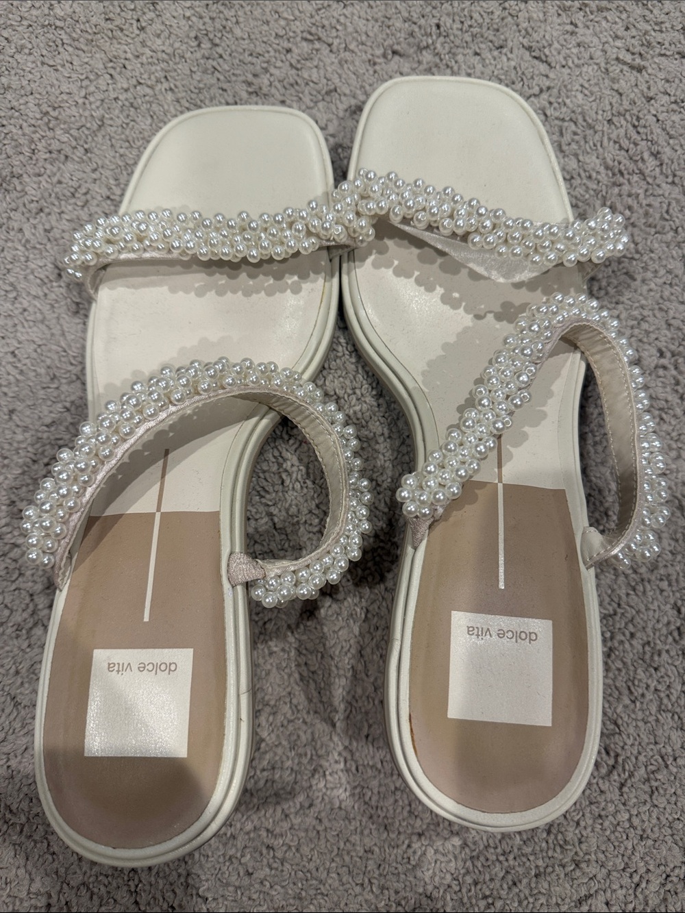 Dolce Vita Pearl-Strap White Sandals